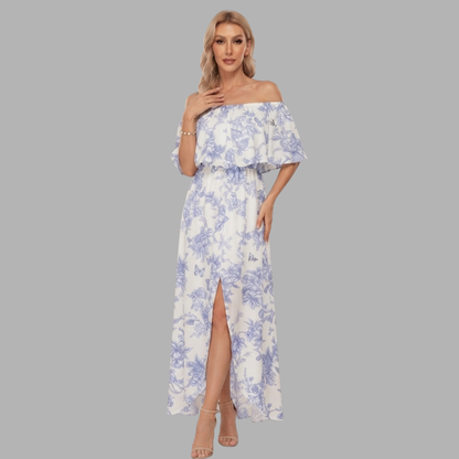 Off-Shoulder Printed Maxi Dress