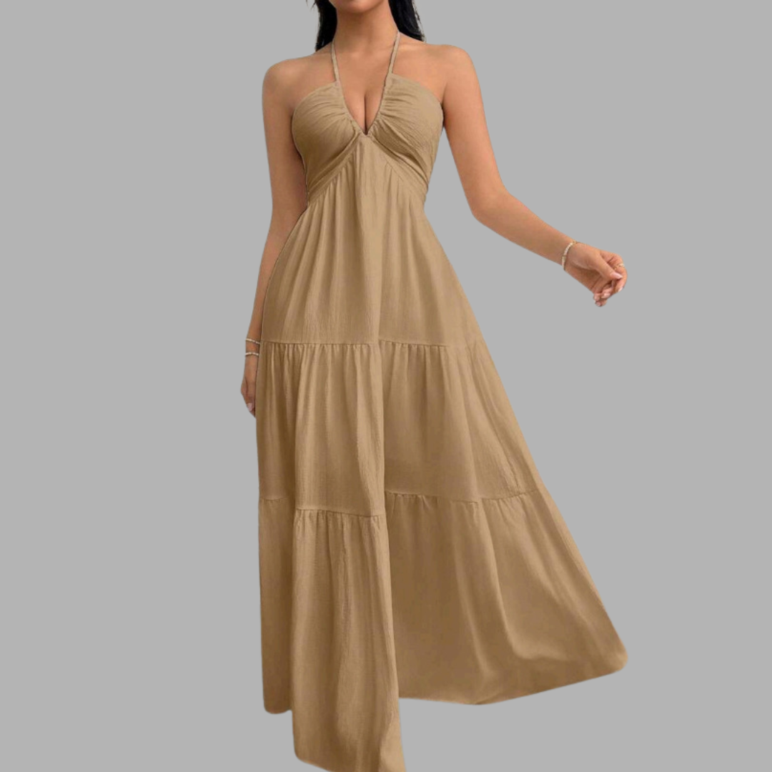 Backless Halter Flow Dress