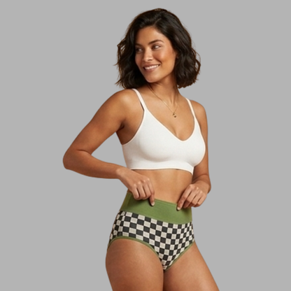 Plaid High-Waist Shaping Briefs