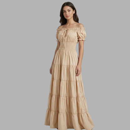 Elegant Off-Shoulder Renaissance Maxi Dress