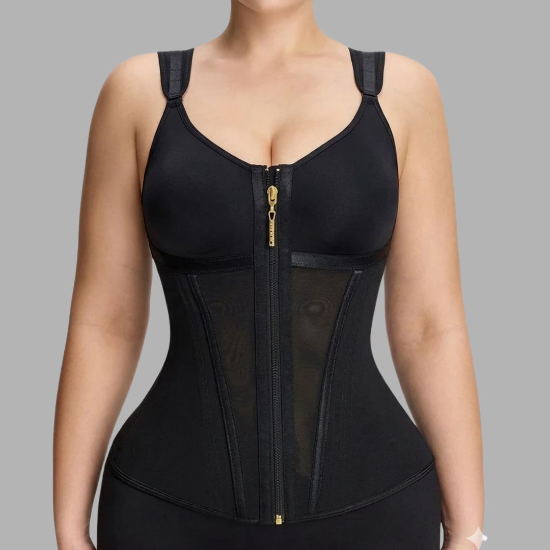 Double-Layer Waist Sculpting Shapewear with Built-In Bra