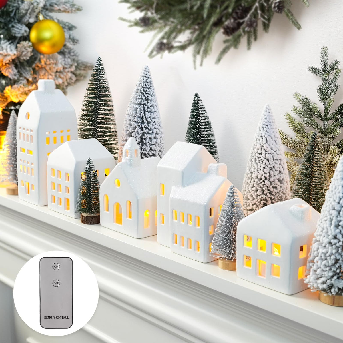 🎄✨Christmas Decorations - Christmas Village Sets of 5 Lighted Ceramic Houses🏡