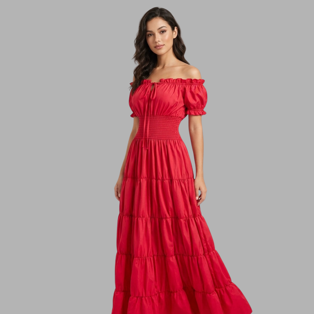 Elegant Off-Shoulder Renaissance Maxi Dress