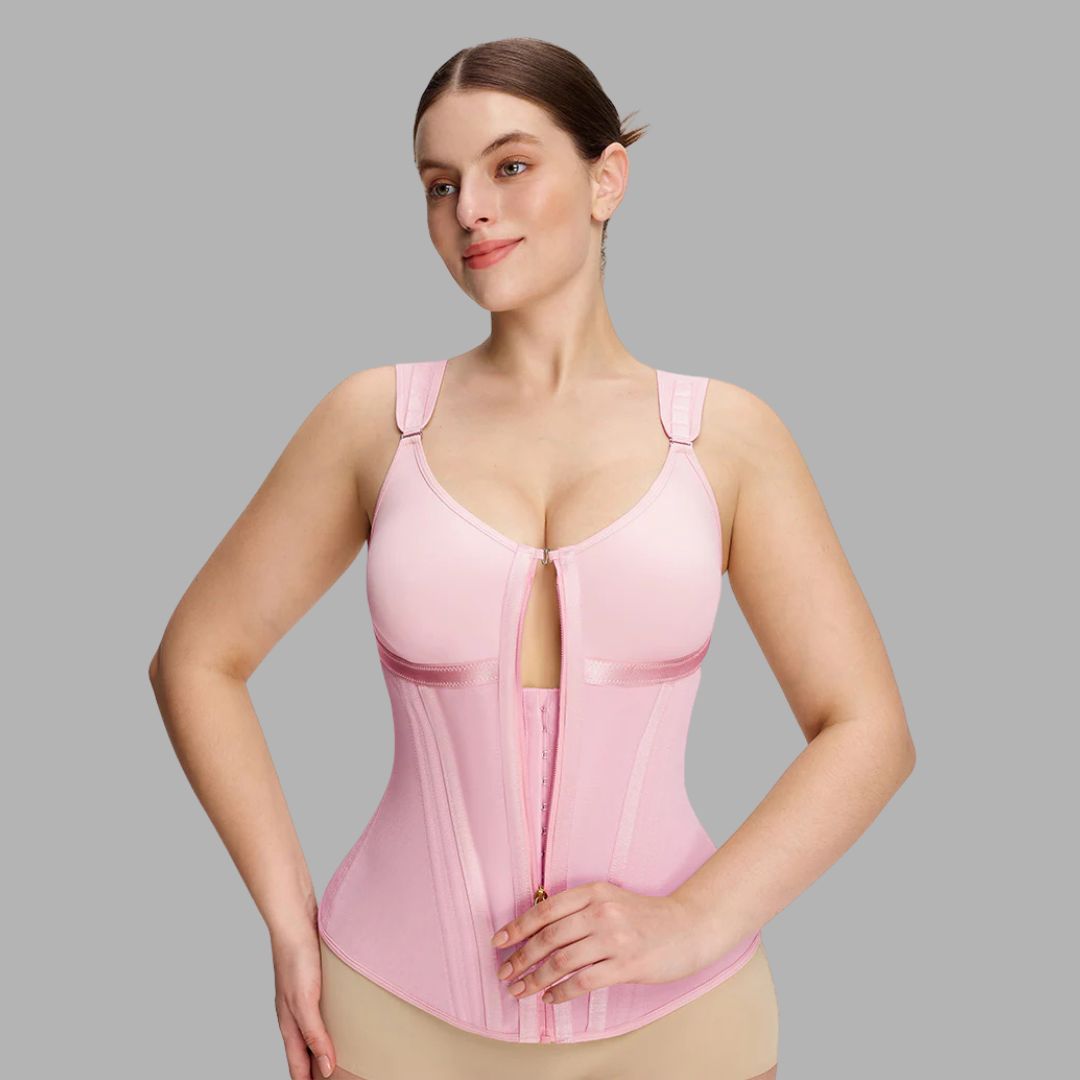 Double-Layer Waist Sculpting Shapewear with Built-In Bra