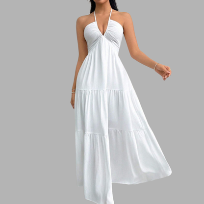 Backless Halter Flow Dress