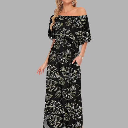 Off-Shoulder Printed Maxi Dress