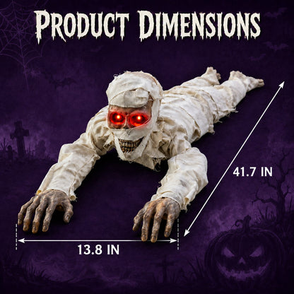 🔥 [49% Off Halloween Early Bird Special]-Sound-Activated Animated Crawling Mummy with Glowing Red Eyes