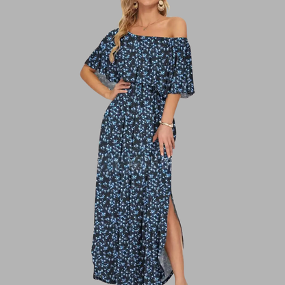 Off-Shoulder Printed Maxi Dress