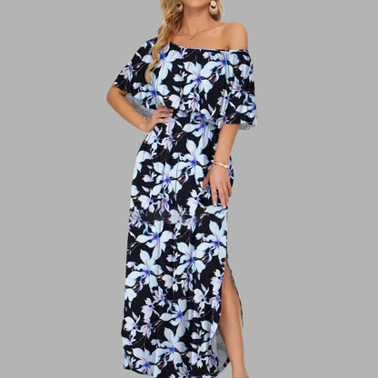 Off-Shoulder Printed Maxi Dress