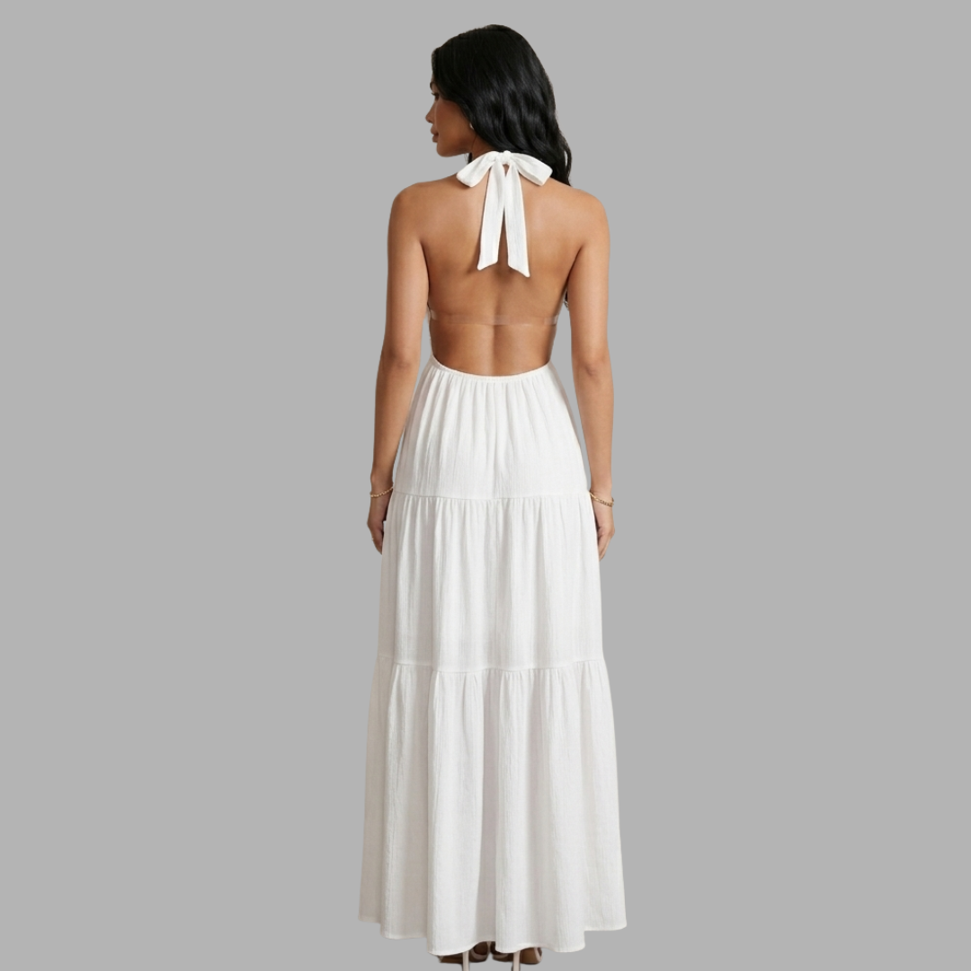Backless Halter Flow Dress