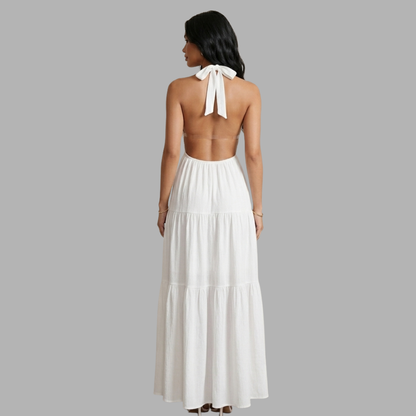 Backless Halter Flow Dress