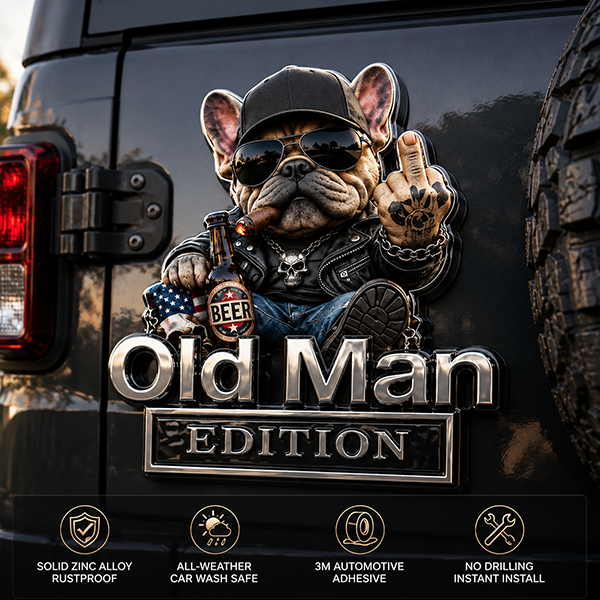 ⏰Hot Sale: Save 49%🚗 Funny Old Man Edition Vehicle Badge — 3D Chrome Metal Emblem, Perfect Father's Day & Birthday Gift for Dad, Grandpa, Husband, Truck & SUV Owners