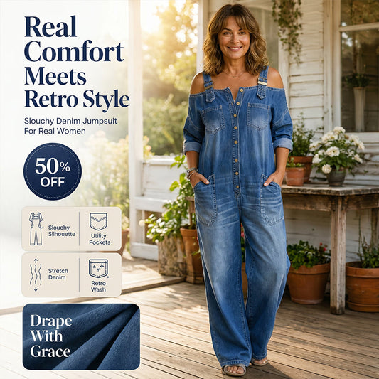 Limited-time offer-Loose Fit Wide-Leg Overall Jumpsuit with Pockets