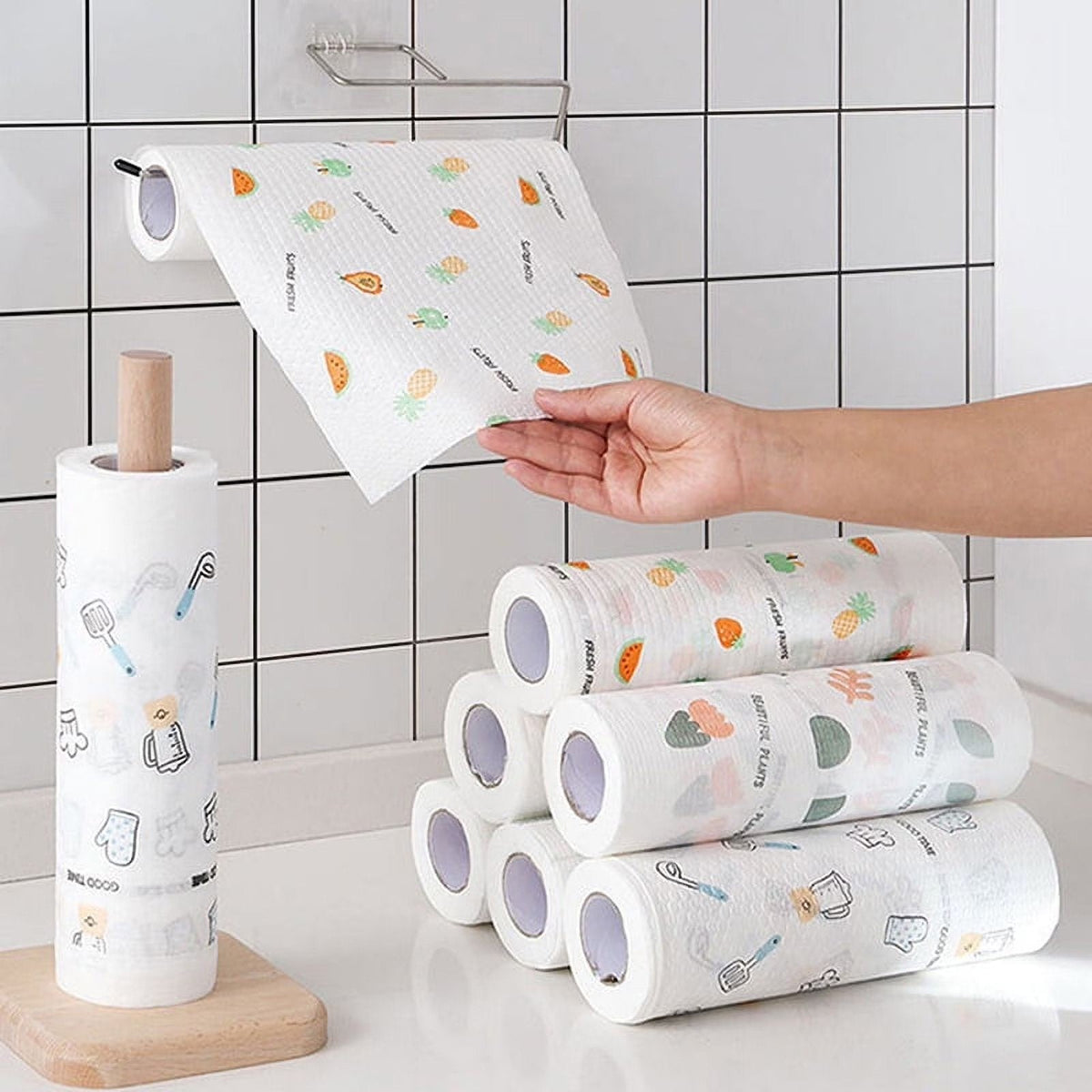 ✨ 50-Piece Reusable Cleaning Cloth Roll – Tear-Off Multipurpose Wipes for Kitchen & Home