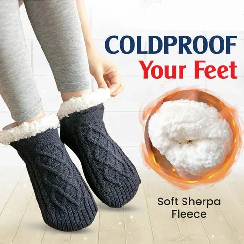🧦 Fleece-Lined Non-Slip Thermal Slipper Socks – Cozy Warm Indoor Socks
