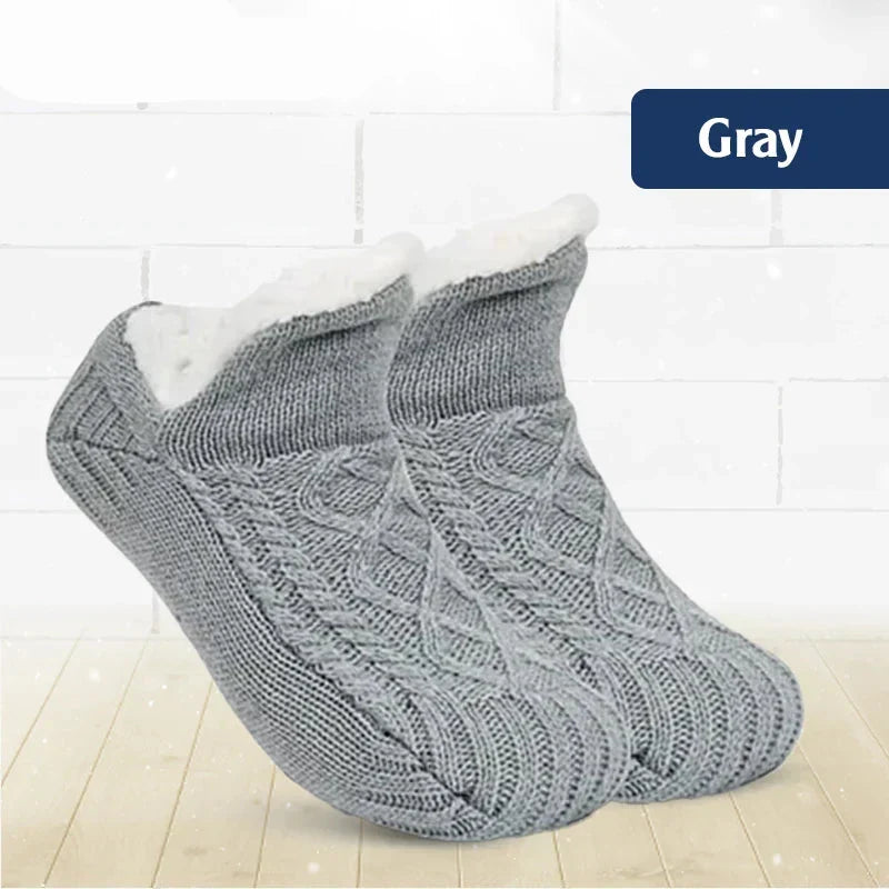 🧦 Fleece-Lined Non-Slip Thermal Slipper Socks – Cozy Warm Indoor Socks
