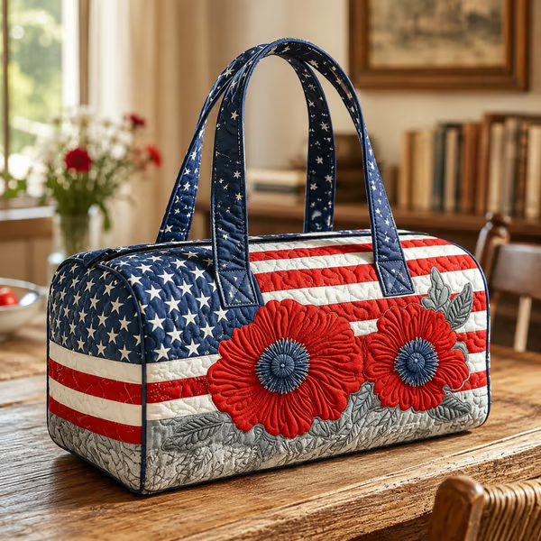 Floral American Flag Travel Duffel