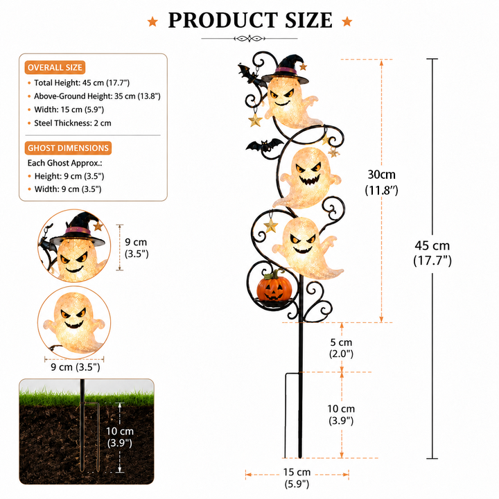 💥 Last Day 49% OFF – 👻 Solar Halloween Little Ghost Garden Stake Light