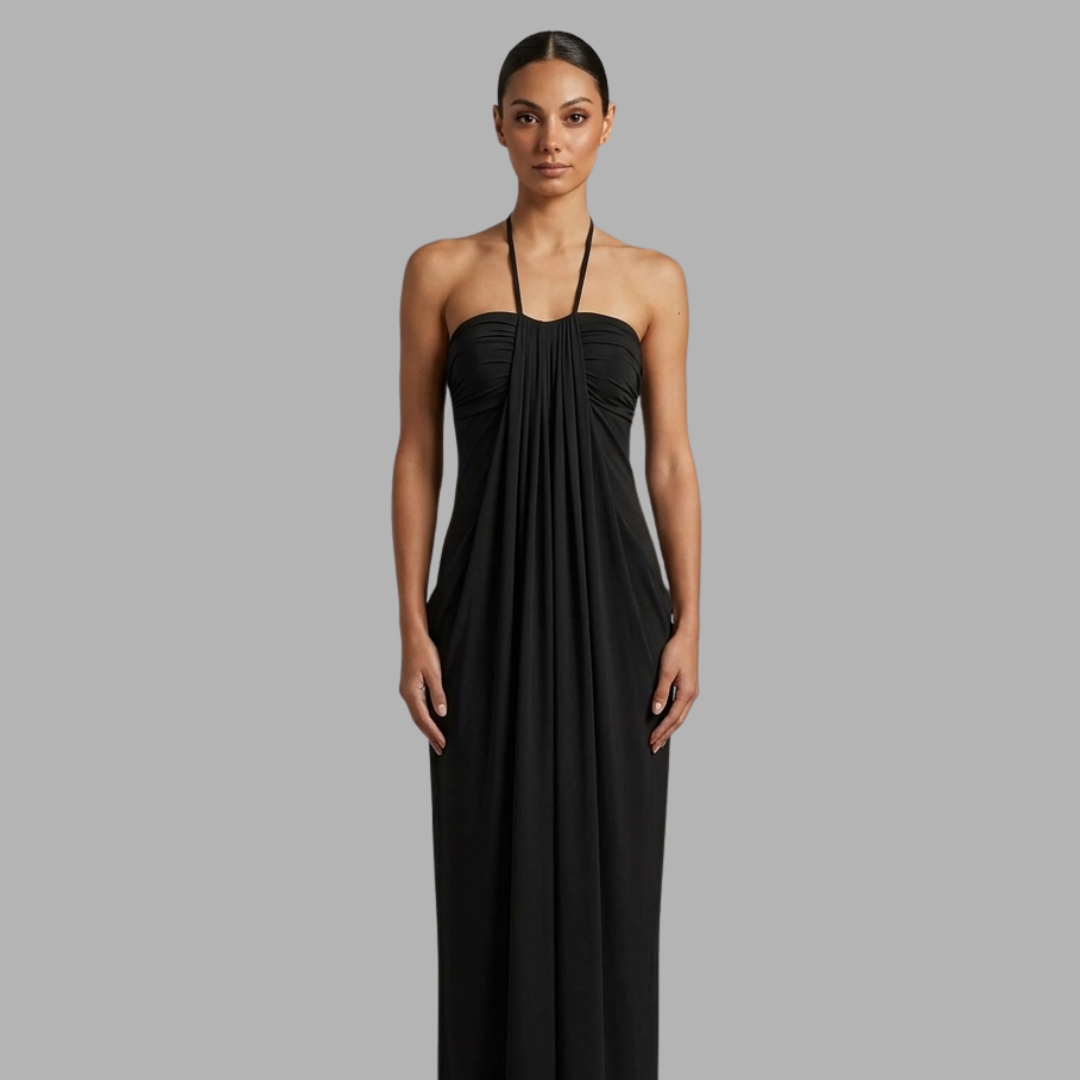 Lace-Up Halter Maxi Dress