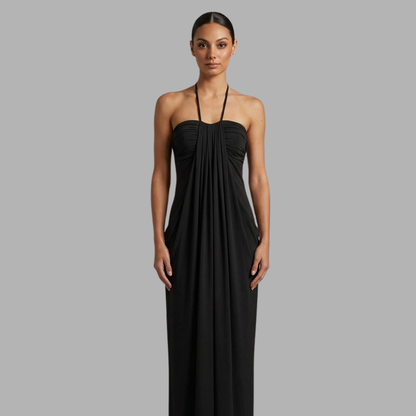 Lace-Up Halter Maxi Dress