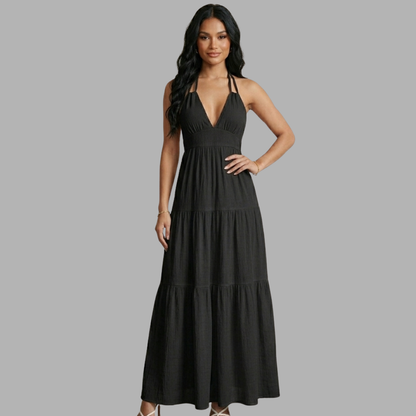 Backless Halter Flow Dress