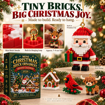 🔔🎄24-day mini Christmas tree advent calendar made of building blocks | 24 unique, buildable Christmas motifs with hanging loops for trees, garlands and festive decorations 🧱