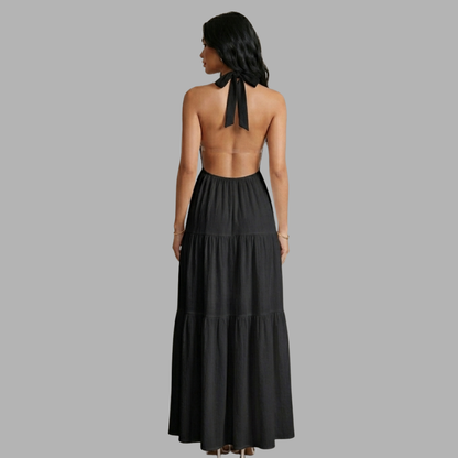 Backless Halter Flow Dress