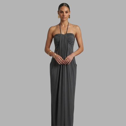 Lace-Up Halter Maxi Dress