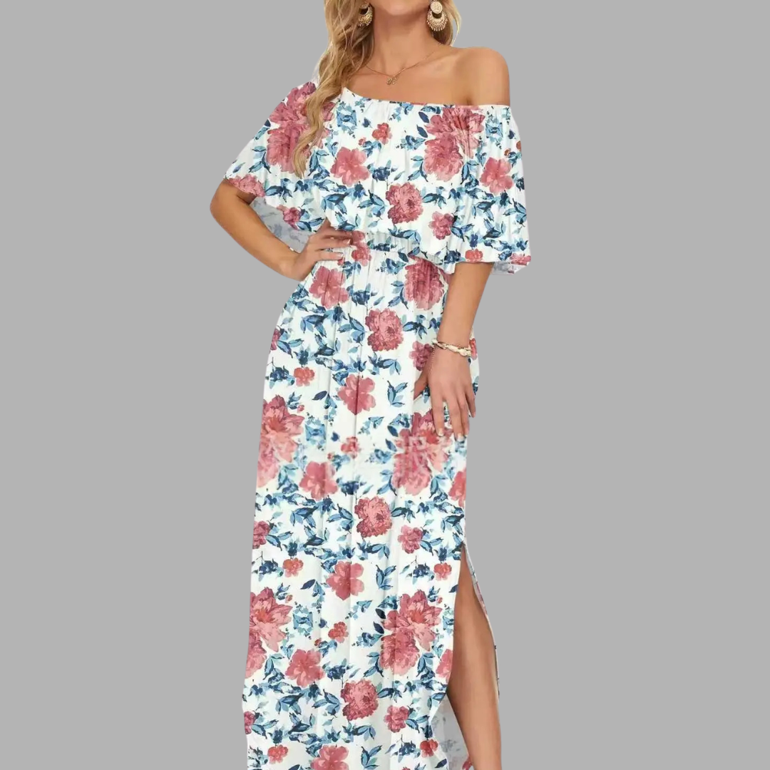 Off-Shoulder Printed Maxi Dress