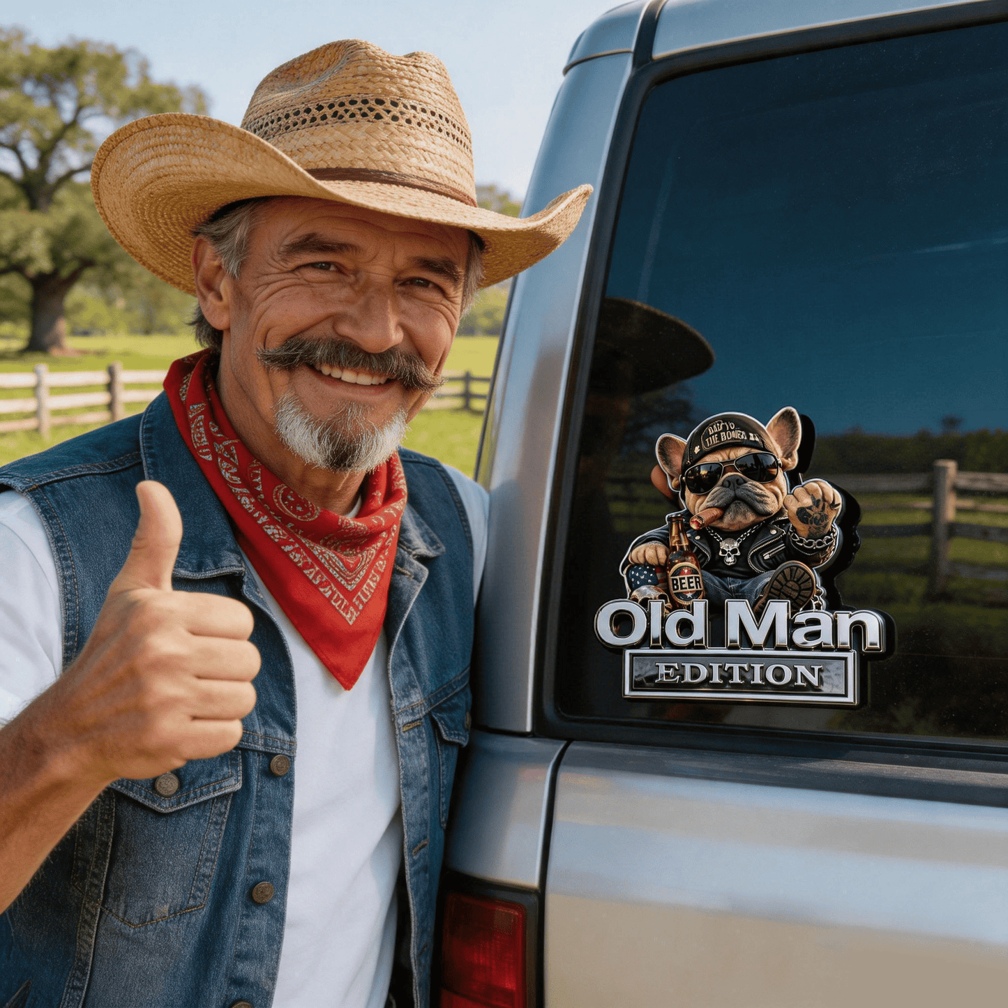 ⏰Hot Sale: Save 49%🚗 Funny Old Man Edition Vehicle Badge — 3D Chrome Metal Emblem, Perfect Father's Day & Birthday Gift for Dad, Grandpa, Husband, Truck & SUV Owners