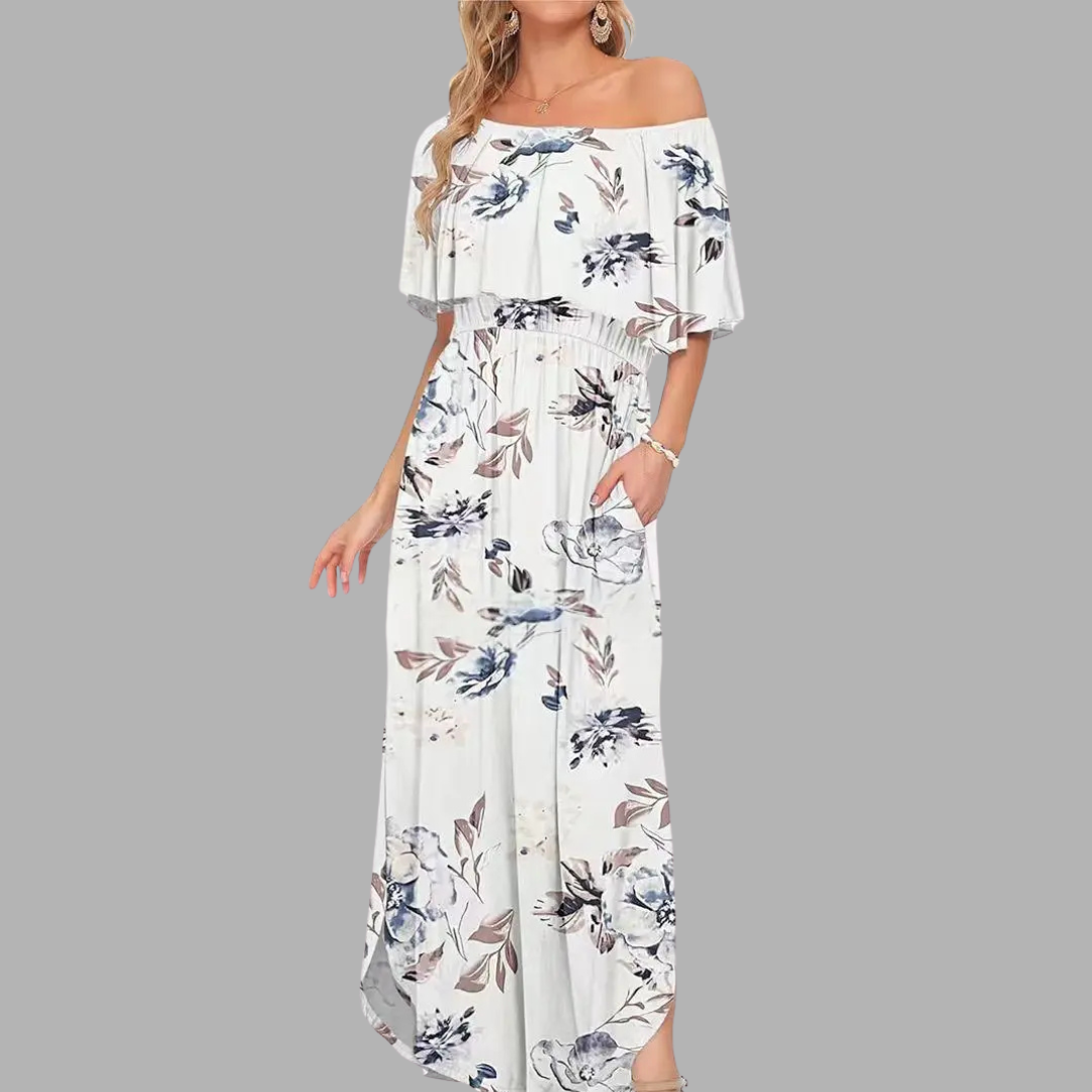Off-Shoulder Printed Maxi Dress