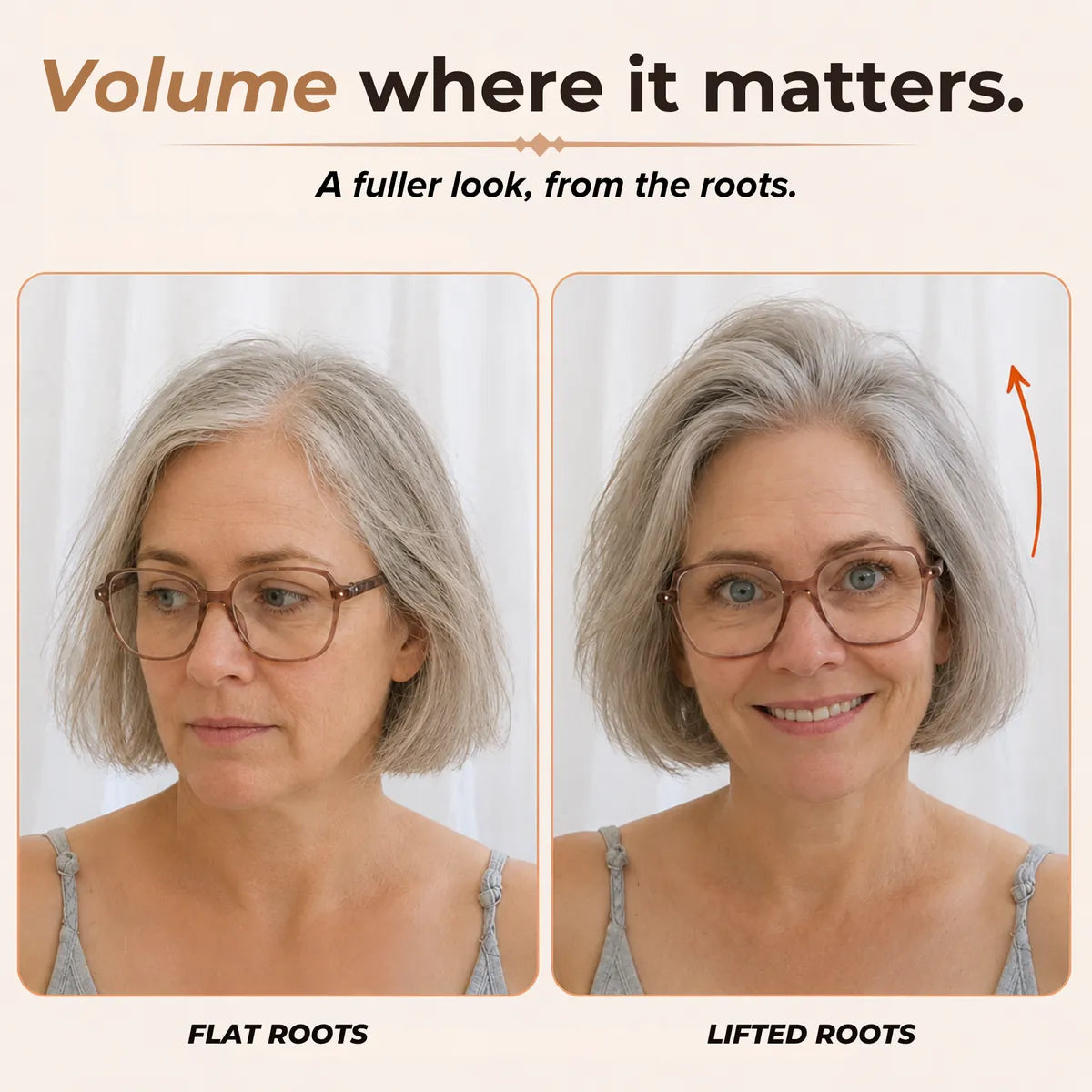 Before and after root volume with LiftBrush Pro
