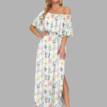Off-Shoulder Printed Maxi Dress
