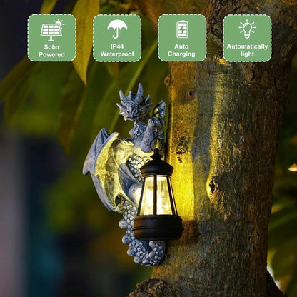 ⏰Hot Sale: Save 49%-Garden Decor Dragon Hugging Tree Garden Statue with Solar Lantern