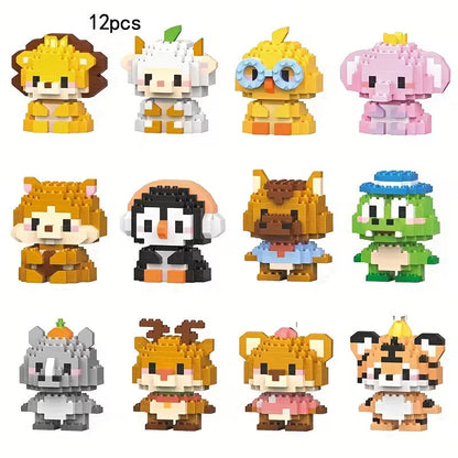 12 Pack Animals Building Block Sets,Micro Mini Animals Party Favors for Kids, Birthday Gift for Boy Girl(1,691 Pieces)