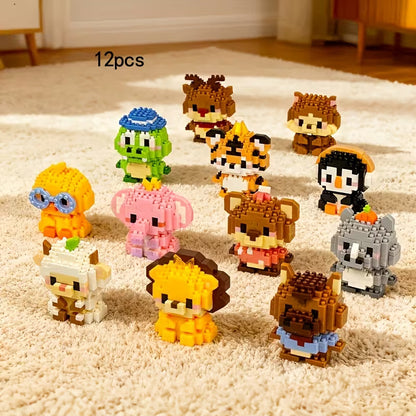 12 Pack Animals Building Block Sets,Micro Mini Animals Party Favors for Kids, Birthday Gift for Boy Girl(1,691 Pieces)