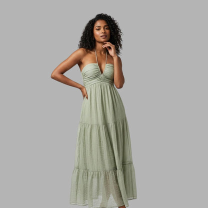 Elegant V-Neck Sleeveless Maxi Dress