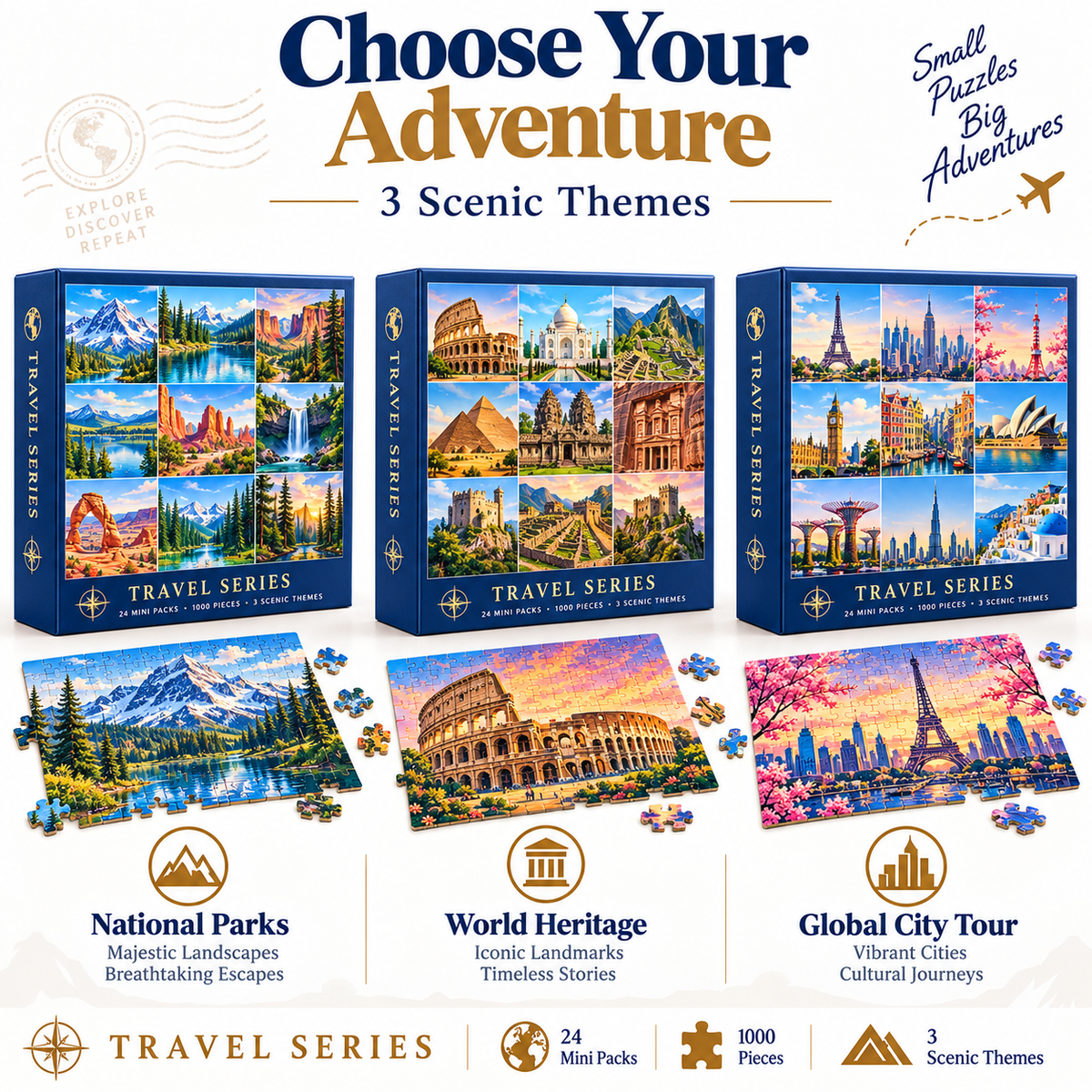 🌎 Travel the World One Puzzle at a Time – 🧩24 Mini Pack 1000-Piece Jigsaw Puzzle