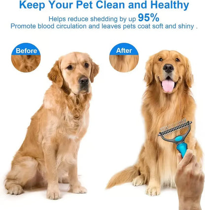 Professional Double-Sided Pet Grooming Rake ✨ Undercoat Deshedding Tool for Dogs & Cats 🐶🐱
