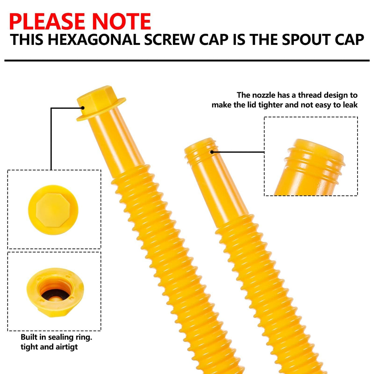 🔥 Upgraded Replacement Gas Can Spout with Flexible Nozzle, Fit for Most 1/2/5/10 Gal Can