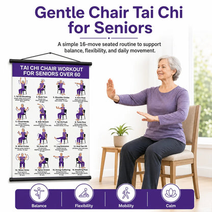 🔥🔥🔥Tai Chi Chair Workout Chart for Seniors (16 x 24 inches)