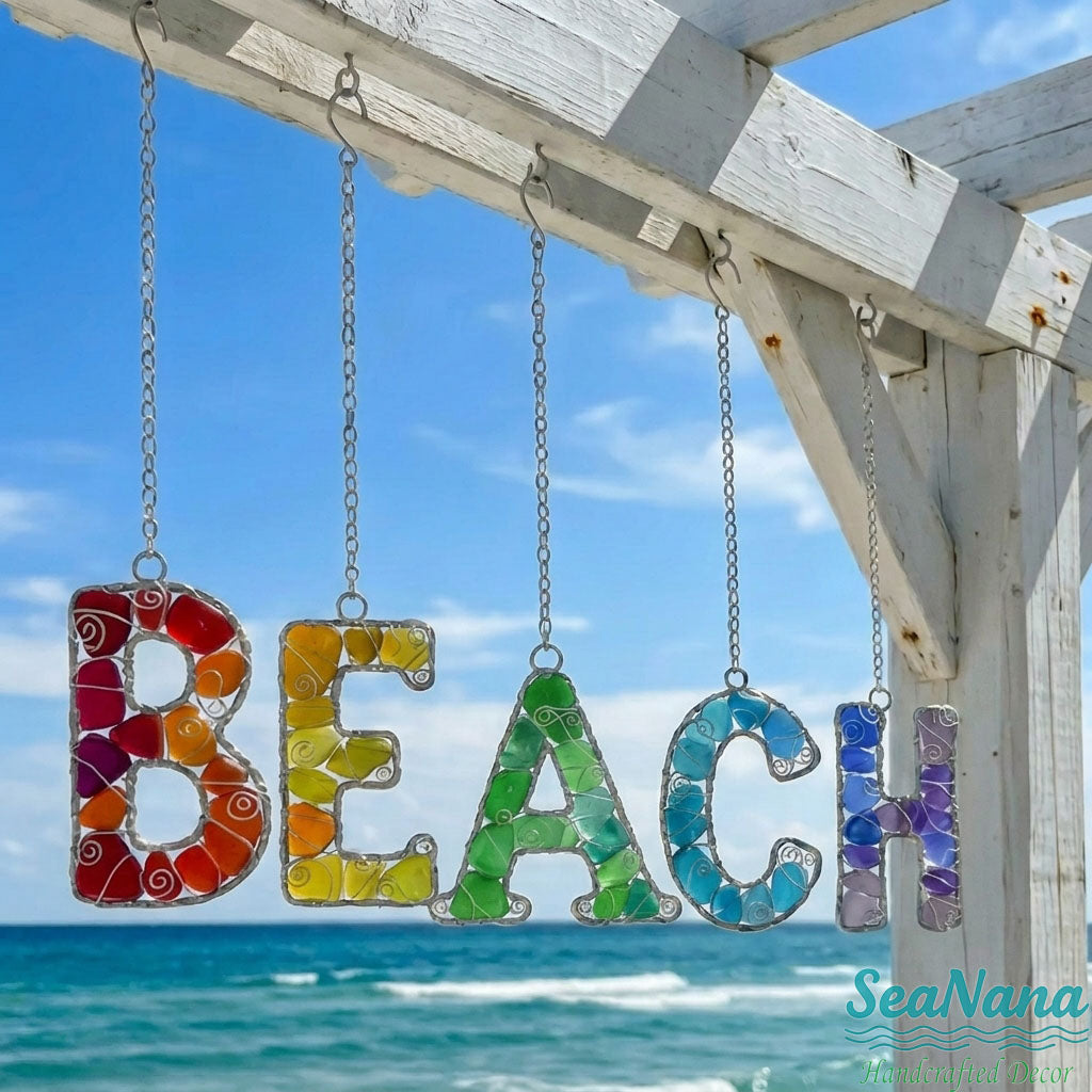 🌊 Handcrafted Wire-Wrapped Sea Glass Letter Ornament: More Than a Last Name, It's a Blessing