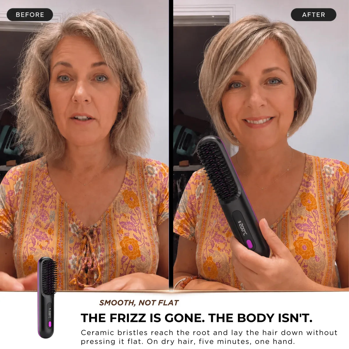 Before and after hair styling