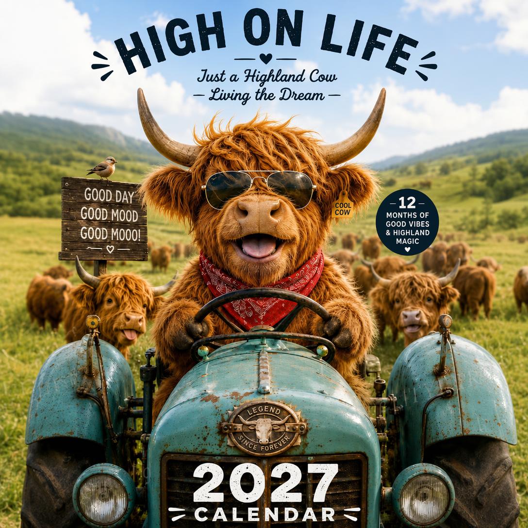 🔥2027 Funny Highland Cow Wall Calendar | A4 Hanging Calendar