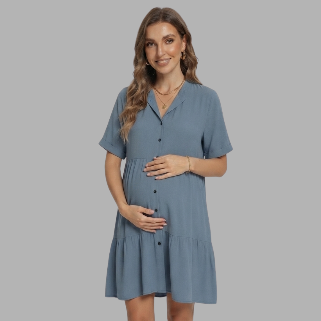 Breezy Shirt-Collar Relaxed Dress