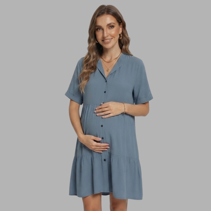 Breezy Shirt-Collar Relaxed Dress