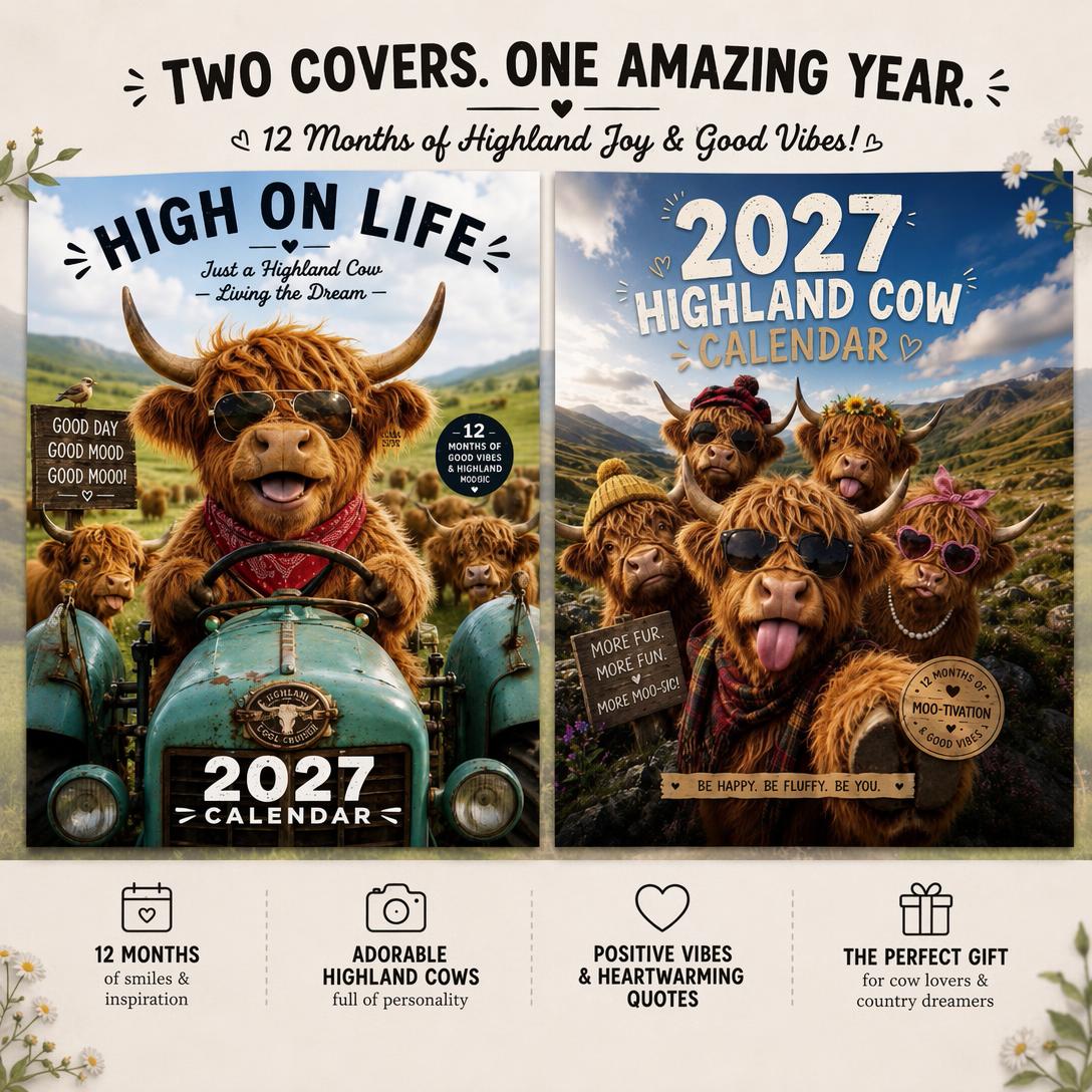 🔥2027 Funny Highland Cow Wall Calendar | A4 Hanging Calendar