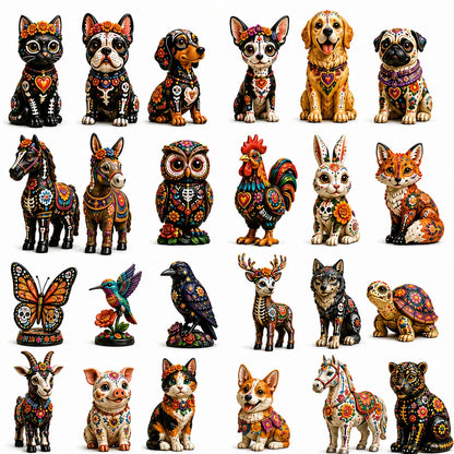 Día de Muertos Animals Advent Calendar 2026 – 24-Day Folk Art Animal Figurine Collection | 24 Unique Collector-Grade Miniatures
