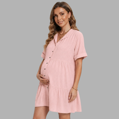 Breezy Shirt-Collar Relaxed Dress