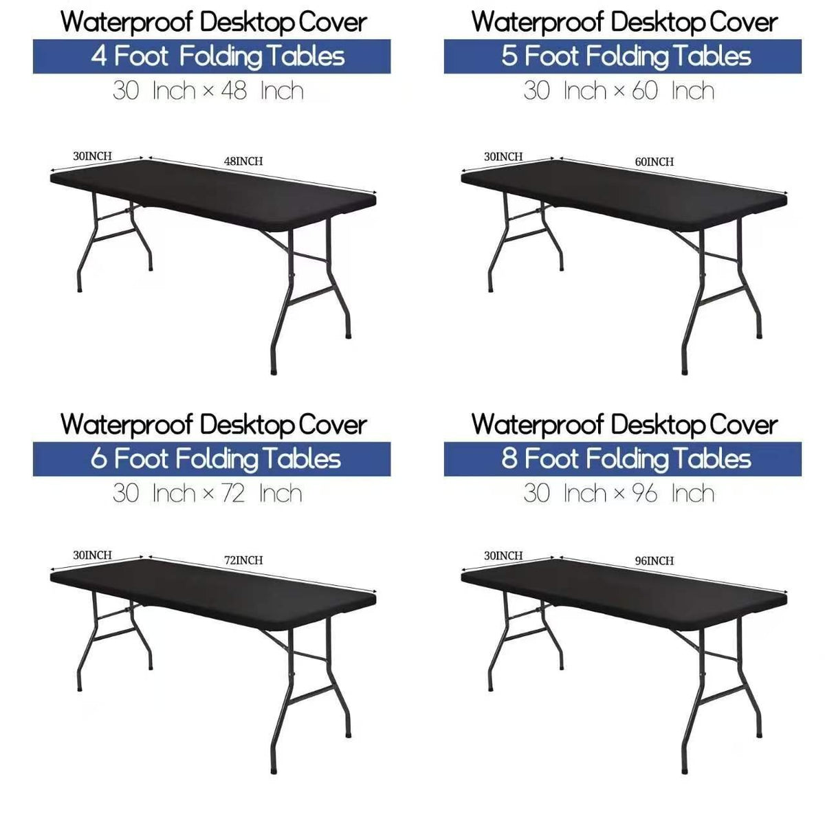 Pack Stretch Fabric Table Top Cap Cover, fits 4ft/6ft/8ft Tables